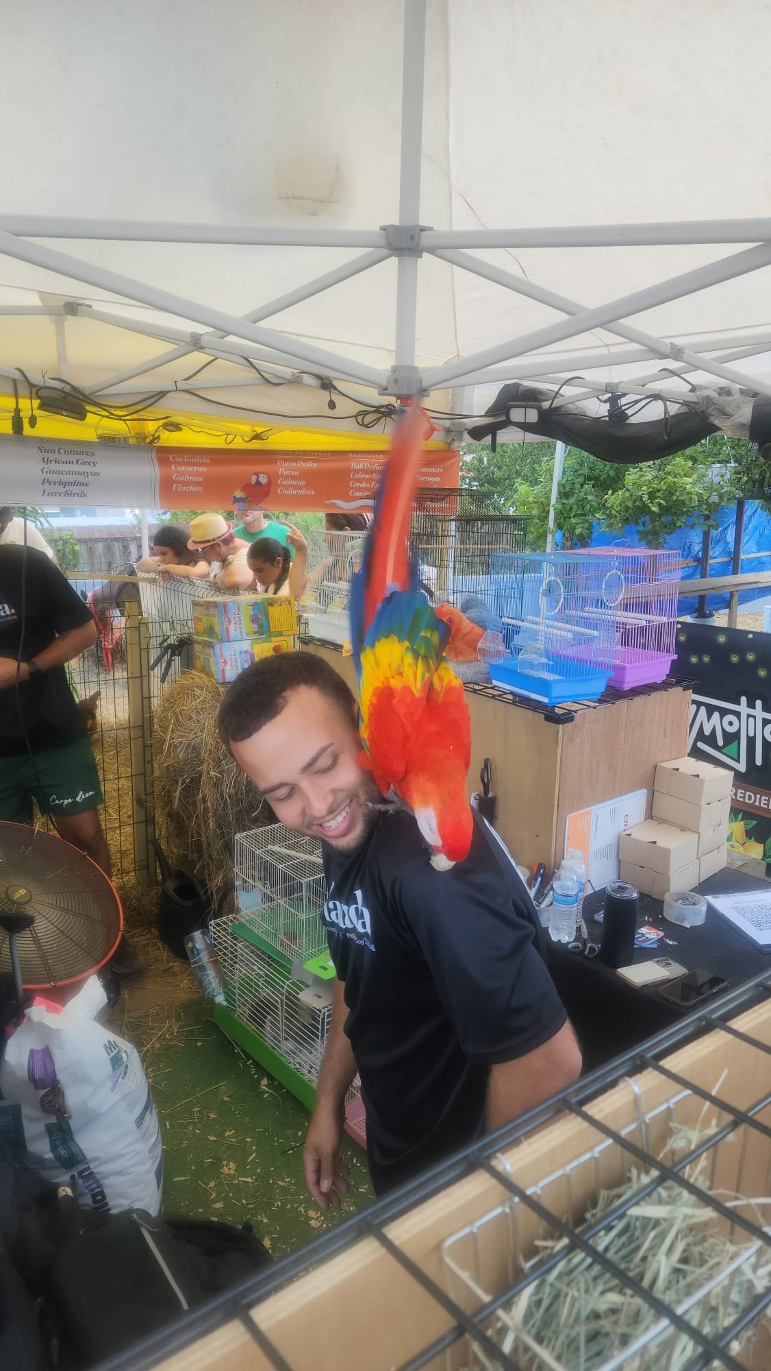El equipo con Romo el guacamayo